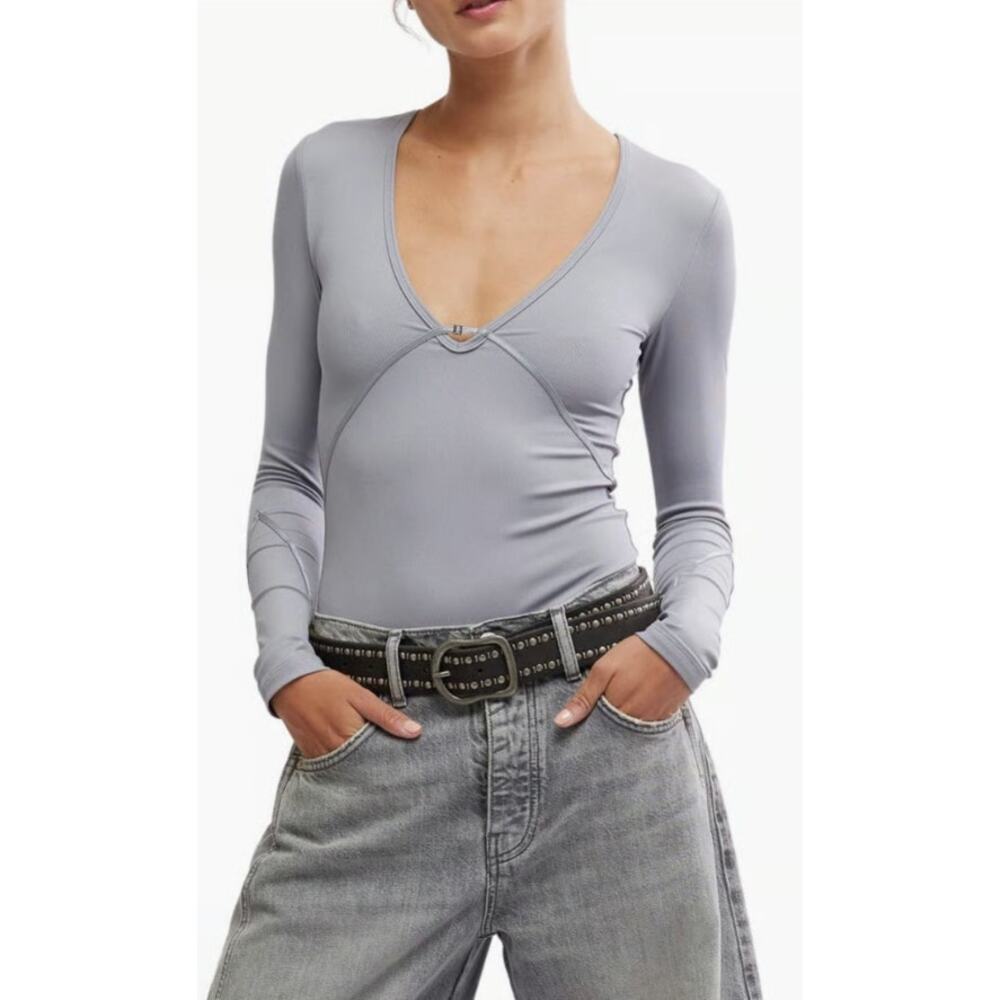 Free People‎ Victoria Bodysuit Gray Size L NWOT - Picture 7 of 7